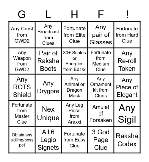 ElderScrolls Bingo Card