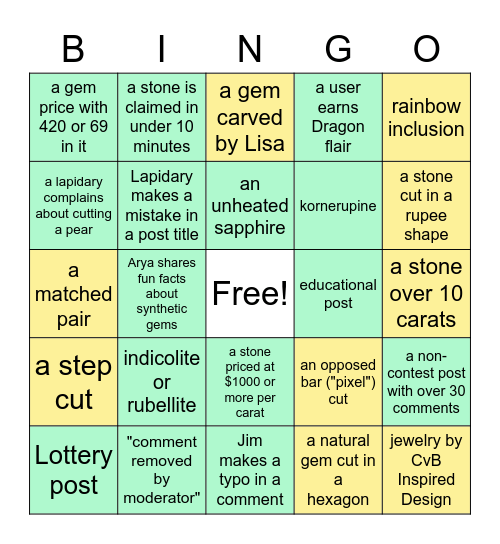 SPG Sapphire September Bingo Card Bingo Card