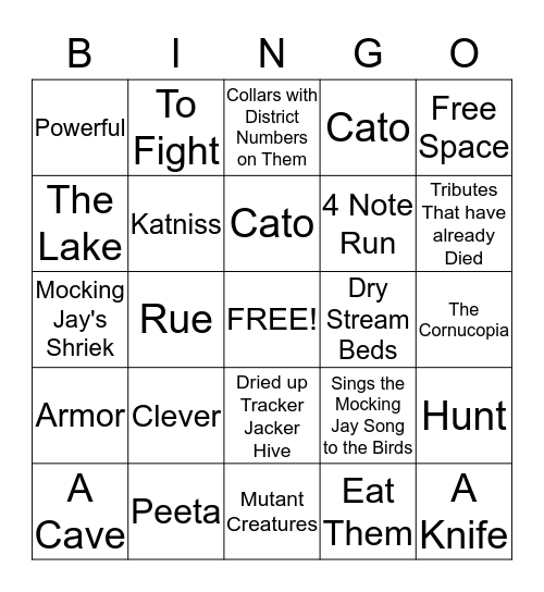 Hunger Games Chapter 24 Bingo Card
