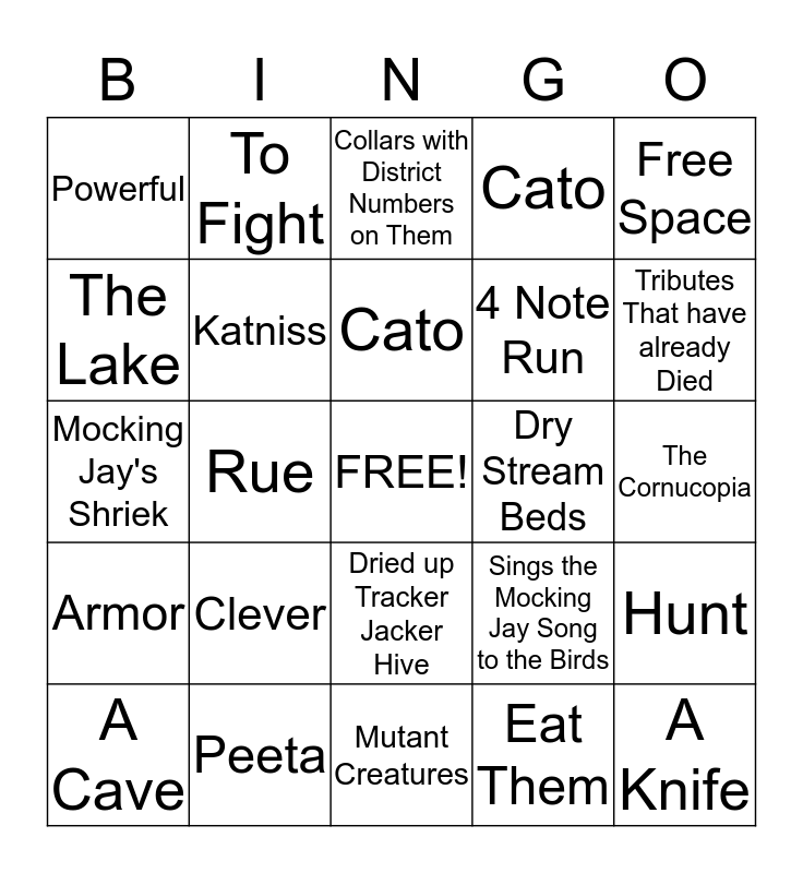 Hunger Games Chapter 24 Bingo Card
