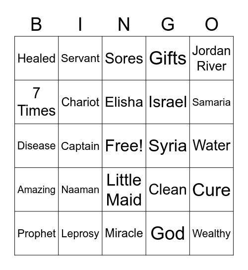 Naaman is Healed! Bingo Card