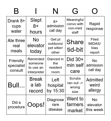 AMS Bingo Card