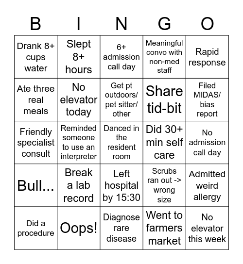 AMS Bingo Card