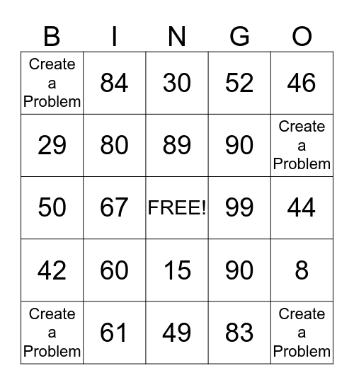 Long Division Bingo Card