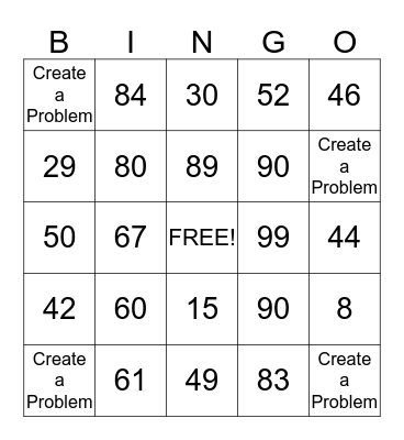 Long Division Bingo Card