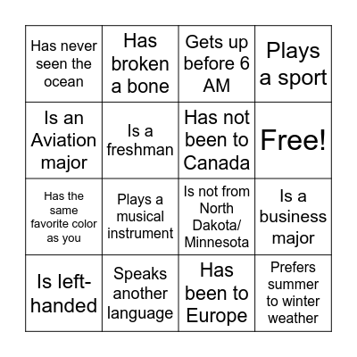 Meet Your Neighbor Bingo Card