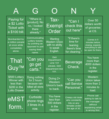 Customer Service Bingo Card