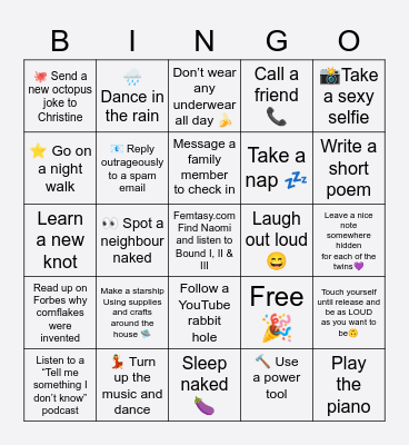 Home alone Bingo Card