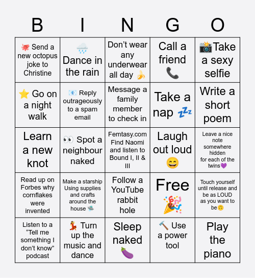 Home alone Bingo Card