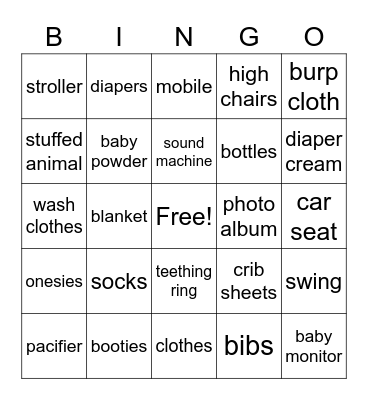 Baby Bingo Card