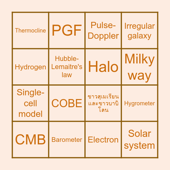 วิทยาศาสตร์โลกและอวกาศ Bingo Card