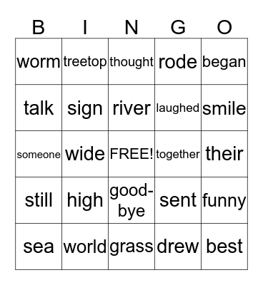 Little Bear and Emily & The Surprise Letters Bingo Card