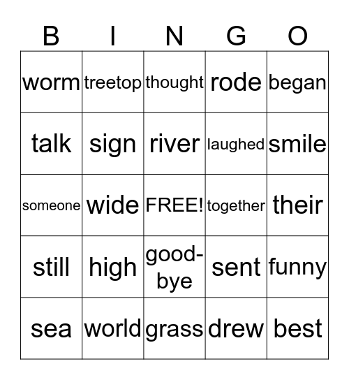 Little Bear and Emily & The Surprise Letters Bingo Card