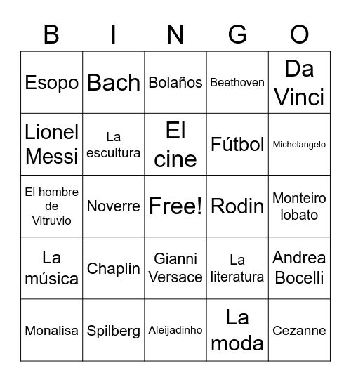 El Arte Bingo Card