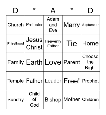 Fathers Day Aus Bingo Card