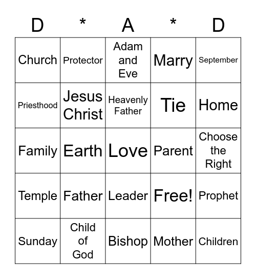 Fathers Day Aus Bingo Card