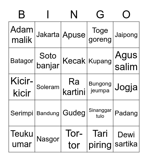 KELOMPOK 5 SMLEHOY Bingo Card