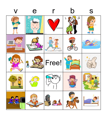 verbs in english Bingo Card