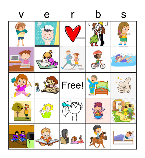 verbs in english Bingo Card