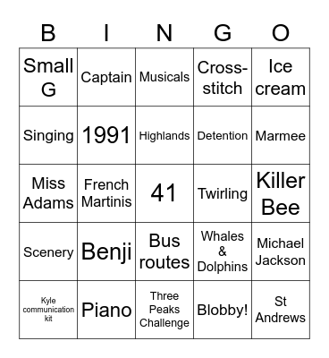 Ali 30th Birthday Bingo Card