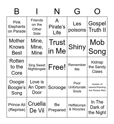 Disney Villains Round Bingo Card