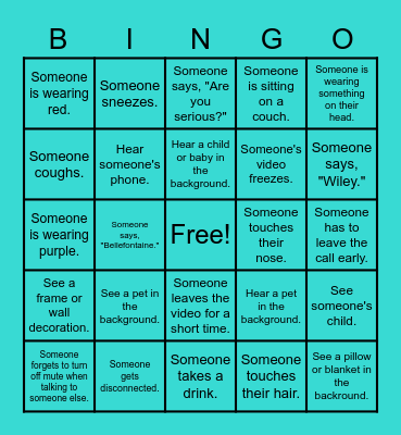 Virtual Wiley Party! Bingo Card