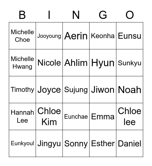 YG BINGO Card