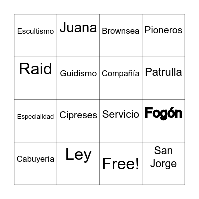 Bingo Scout Bingo Card