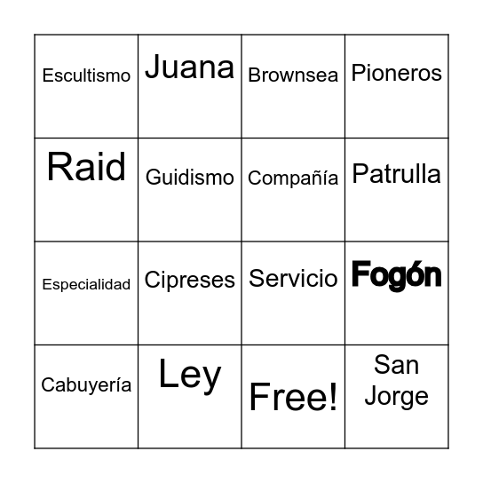 Bingo Scout Bingo Card