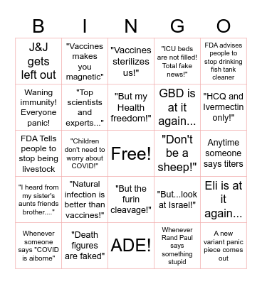 COVID Bingo Card Bingo Card