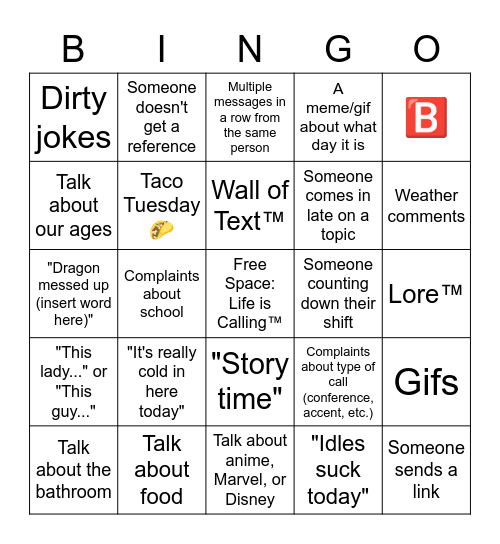 Group Chat 🅱️ingo Bingo Card