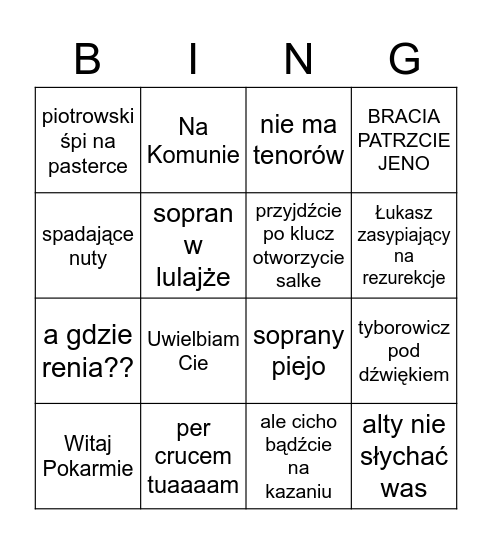 SCHOLA Bingo Card