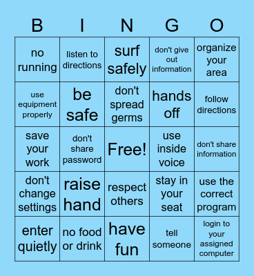 Computer Lab Bingo Card