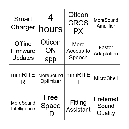 Oticon More BINGO Card