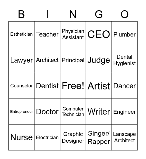 Career Bingo Card