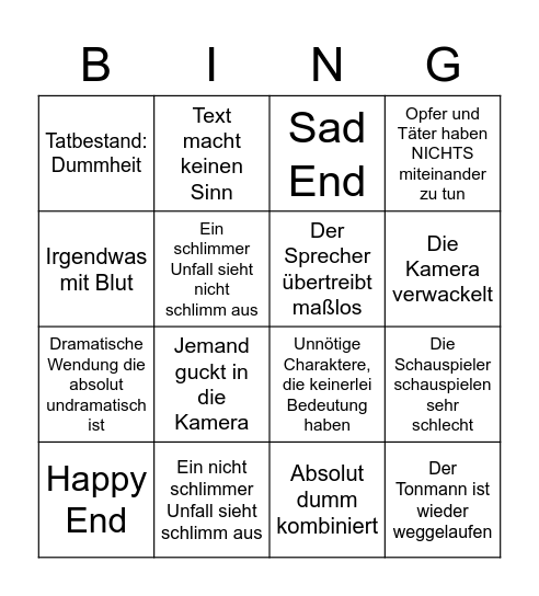 Hilf Mir! Bingo Card