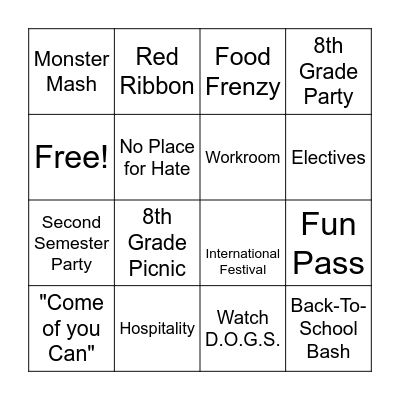 McMeans Volunteer BINGO Card