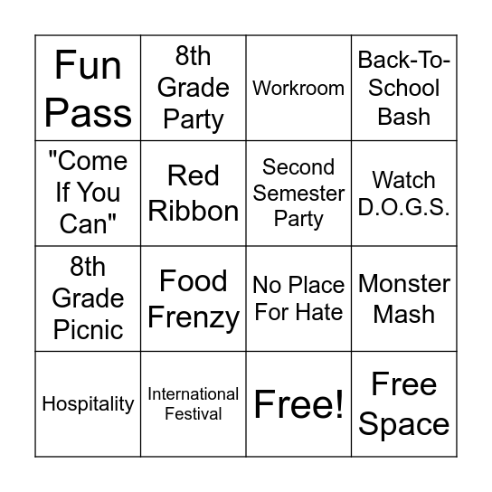 McMeans Volunteer BINGO Card