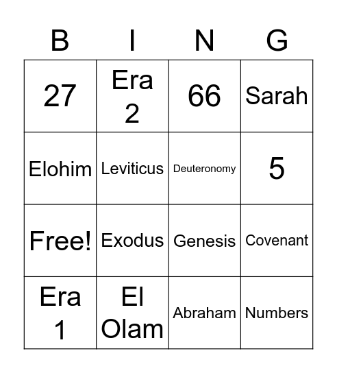 Old Testament Bingo Card