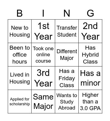 Mingle Bingo - Academic Connections Bingo Card