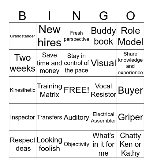 JEM Bingo Card
