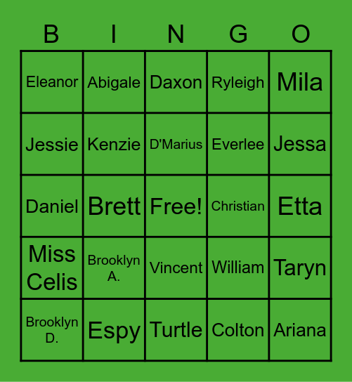 Class Bingo! Bingo Card