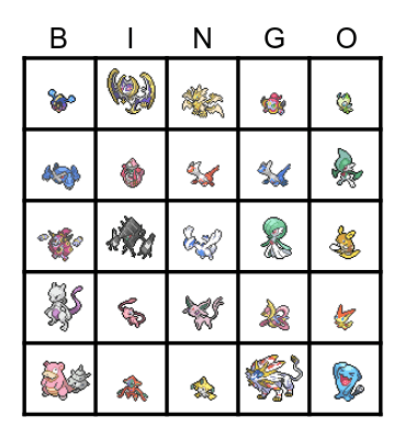 Physic Type Pokemon Bingo Card