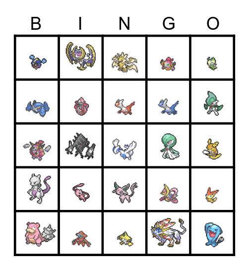 Pokemon Types Bingo Card