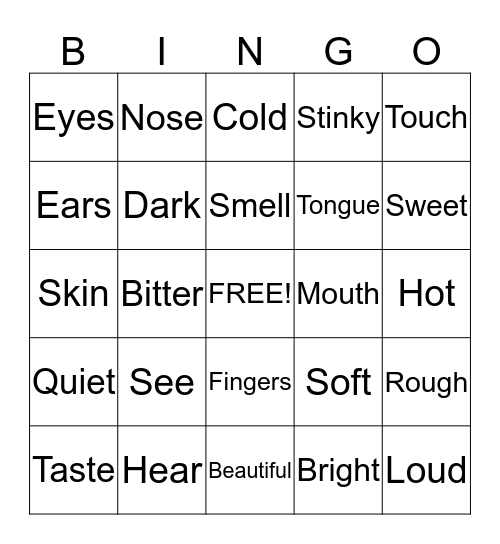 Senses Bingo Card