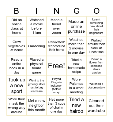 Untitled Bingo Card