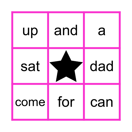 Magenta Words - Set 3 Bingo Card