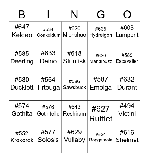 Mana ROUND 2 (Gen 5) Bingo Card