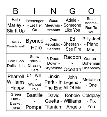 Commanderije Muziek BINGO Card