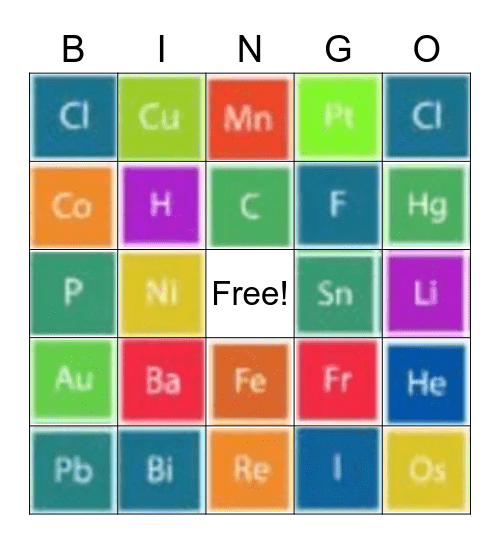 tabela periódica Bingo Card